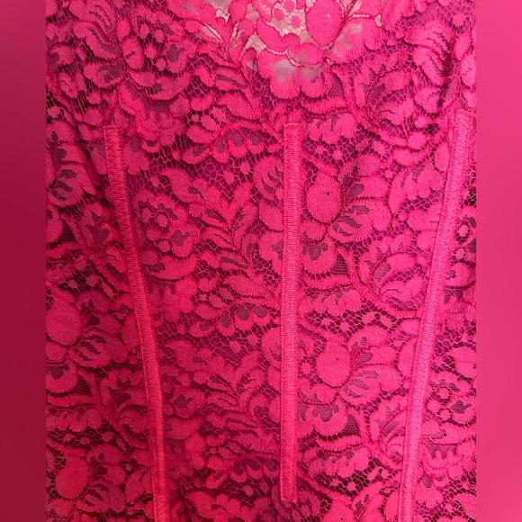 Monique Lhuillier Fuschia lace dress size 4 - Picture 4 of 5